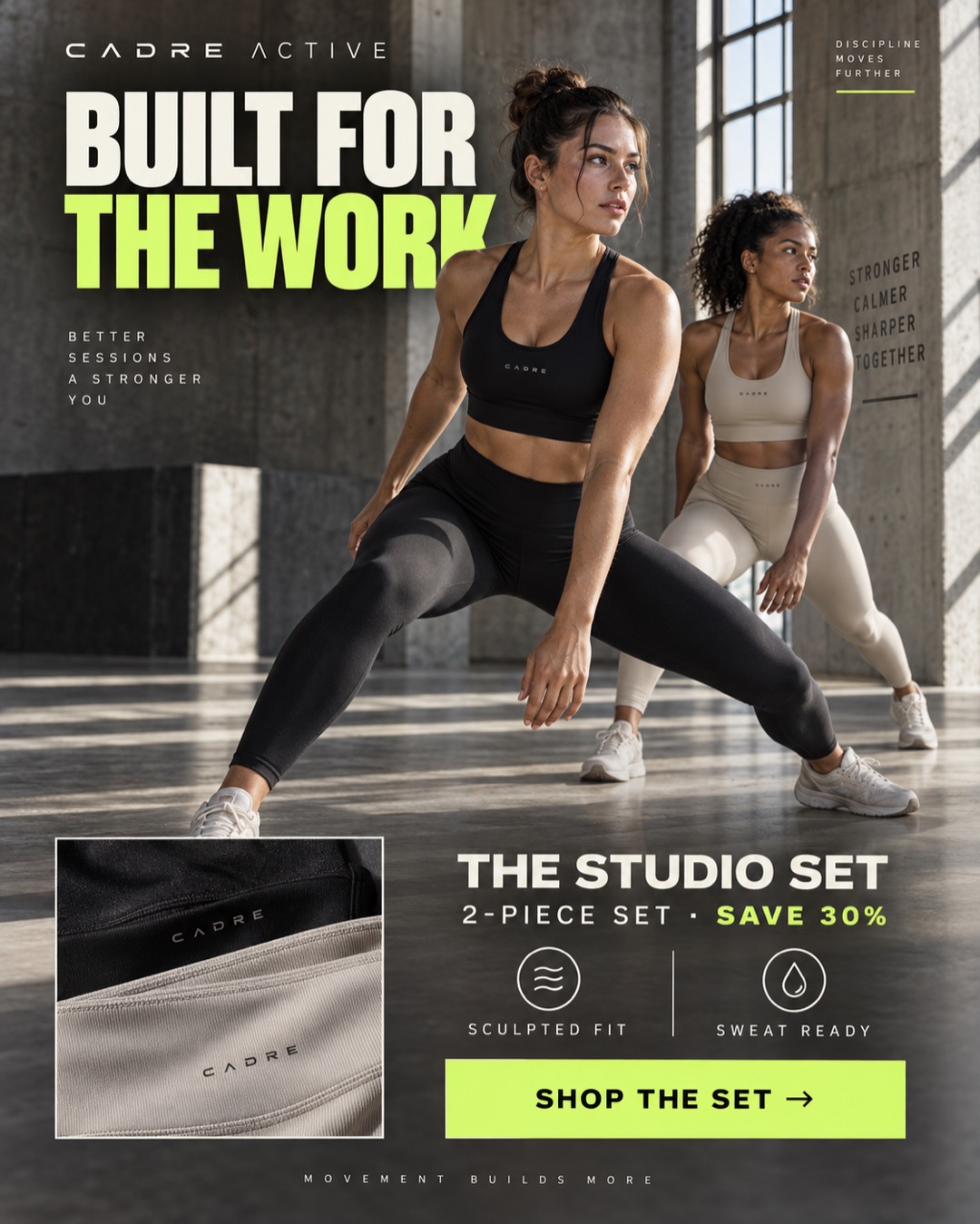 Originele RunCadre offer-ad voor een fictief premium activewearmerk
